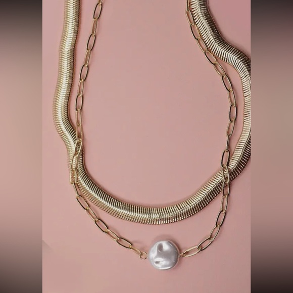 🌟Double layer snake chain pear pendant necklace🌟 - Picture 3 of 3